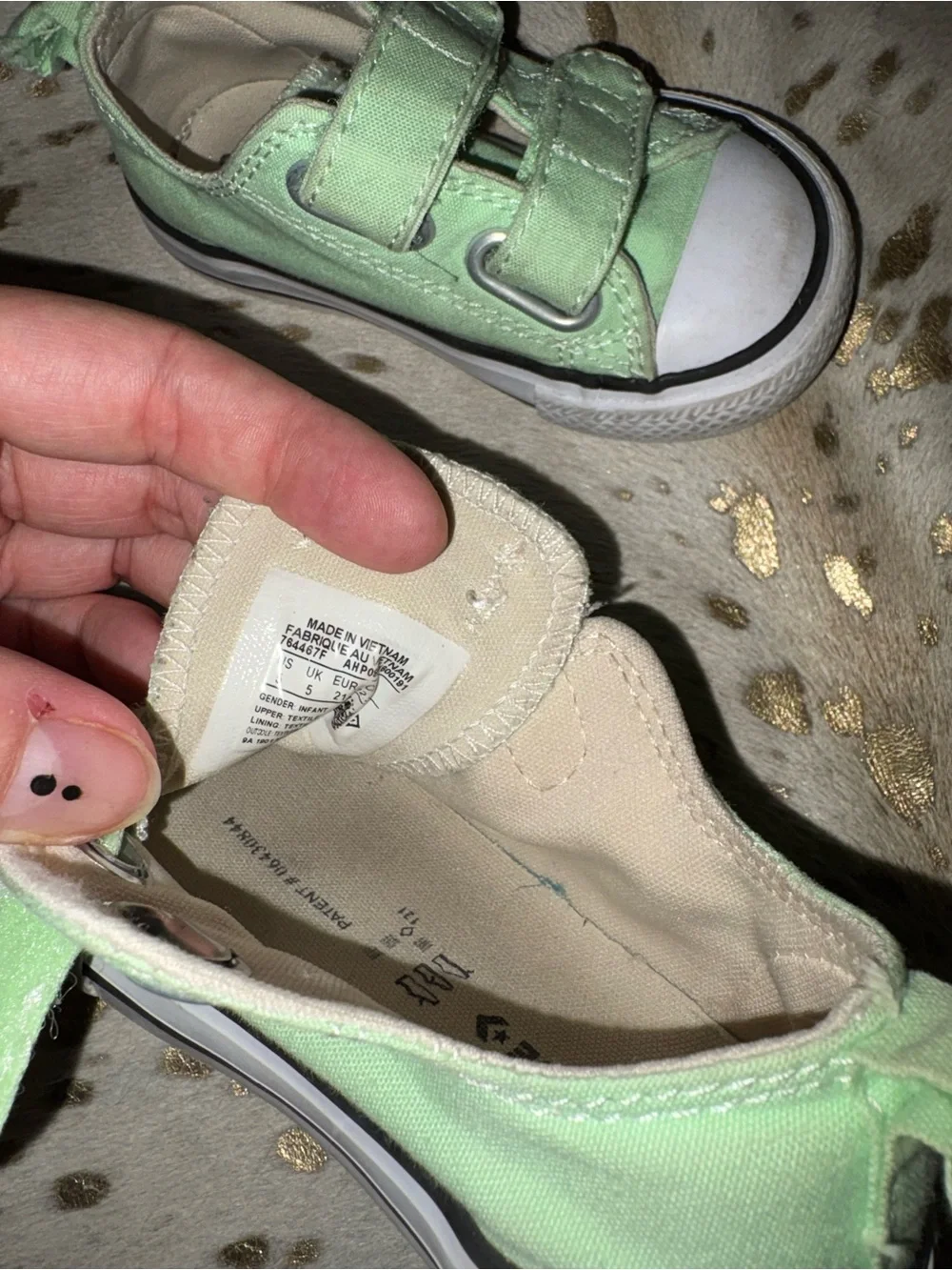 Converse Kids Mint Green Velcro Low-Top Sneakers